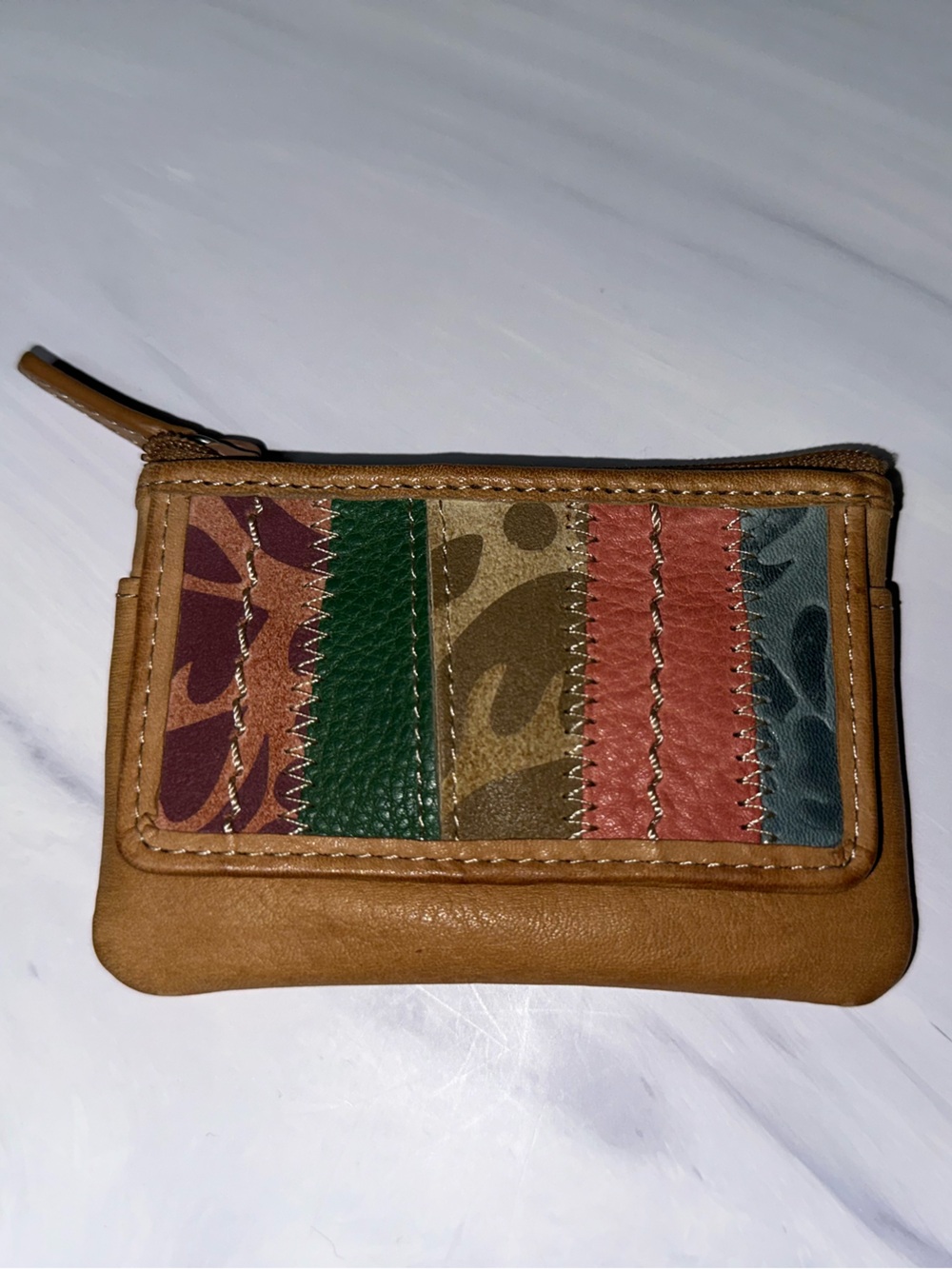 Fossil card / ID / Key Holder Pouch - like new - leather multicolor